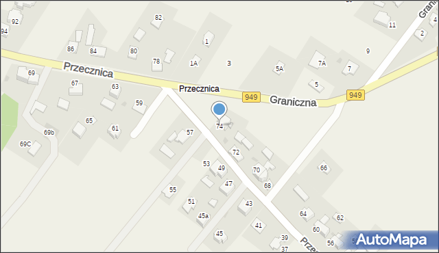 Osiek, Przecznica, 74, mapa Osiek