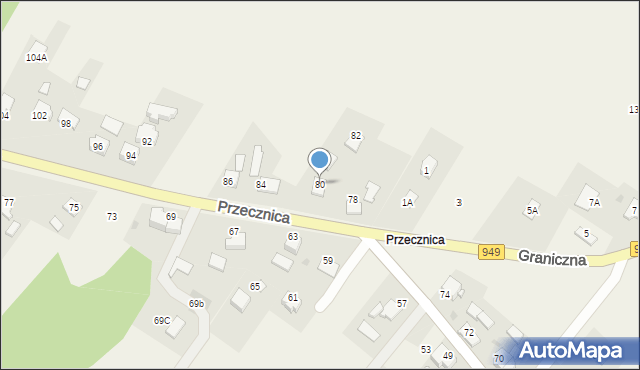 Osiek, Przecznica, 80, mapa Osiek