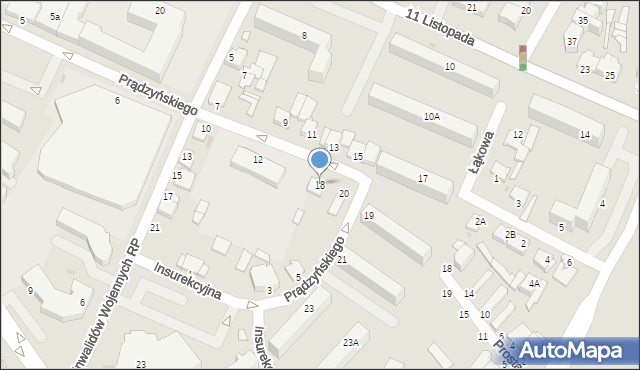 Ostrołęka, Prądzyńskiego Ignacego, gen., 18, mapa Ostrołęka