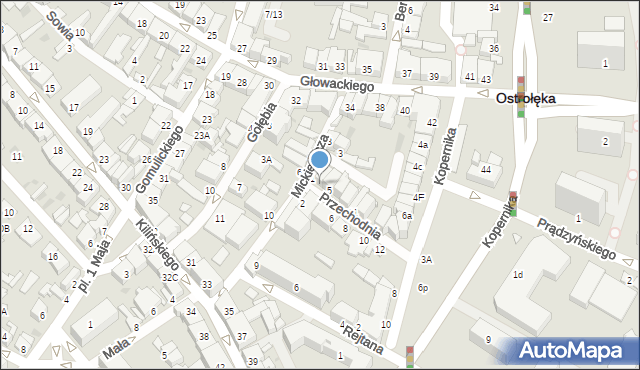 Ostrołęka, Przechodnia, 3, mapa Ostrołęka