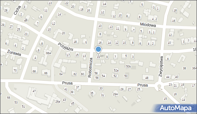 Ostrów Mazowiecka, Przyjaźni, 11, mapa Ostrów Mazowiecka