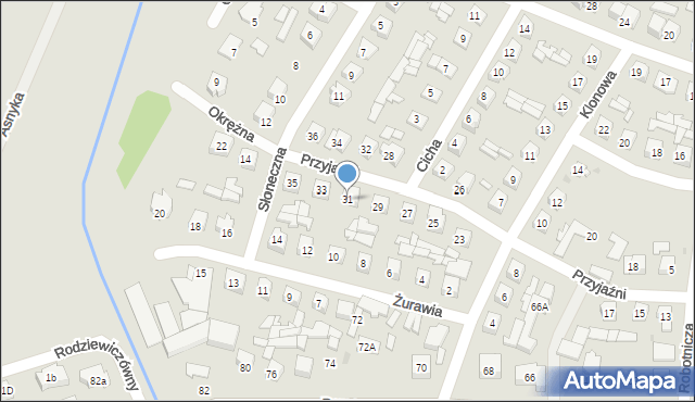 Ostrów Mazowiecka, Przyjaźni, 31, mapa Ostrów Mazowiecka