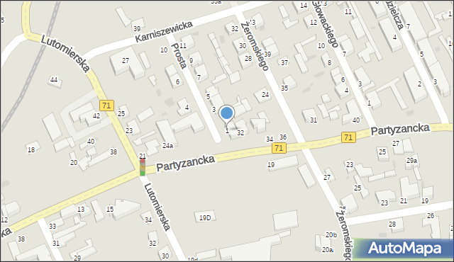 Pabianice, Prosta, 1, mapa Pabianic