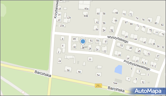 Pakość, Przybyszewskiego, 28, mapa Pakość