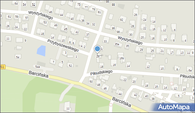 Pakość, Przybyszewskiego, 29, mapa Pakość