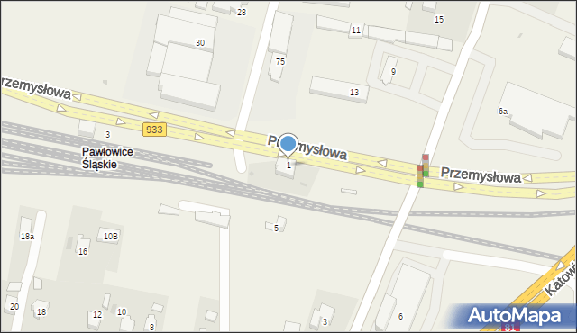 Pawłowice, Przemysłowa, 1, mapa Pawłowice