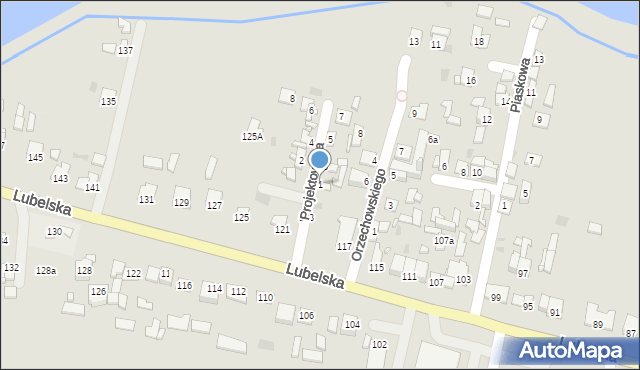 Piaski, Projektowana, 1, mapa Piaski