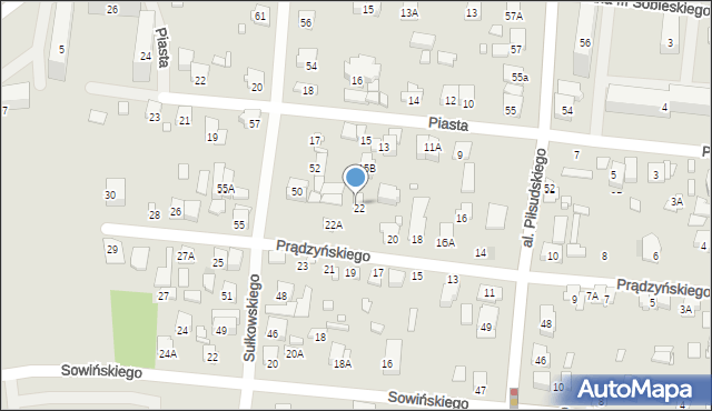 Piastów, Prądzyńskiego Ignacego, gen., 22B, mapa Piastów