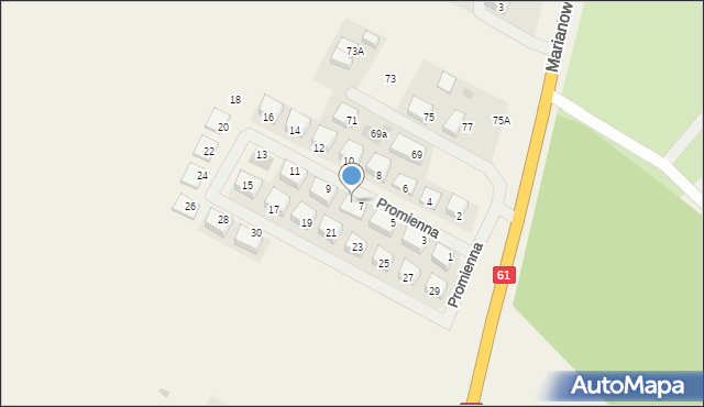 Piątnica Poduchowna, Promienna, 7a, mapa Piątnica Poduchowna