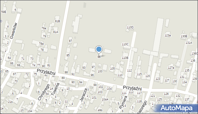 Piekary Śląskie, Przyjaźni, 98, mapa Piekary Śląskie