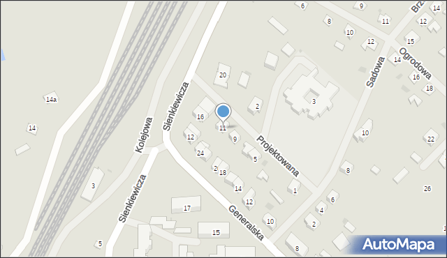 Pieniężno, Projektowana, 13, mapa Pieniężno