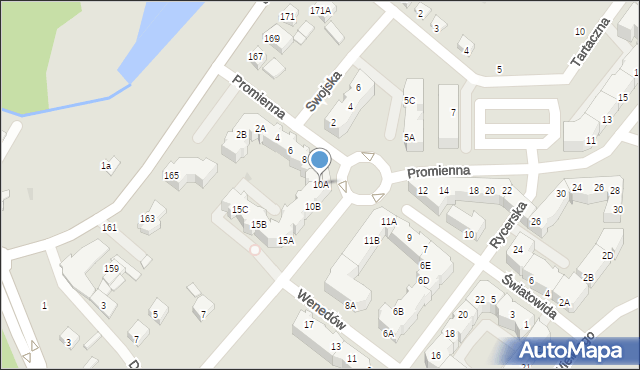 Piła, Promienna, 10A, mapa Piły