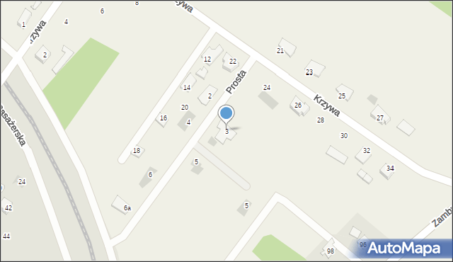 Podborze, Prosta, 3, mapa Podborze