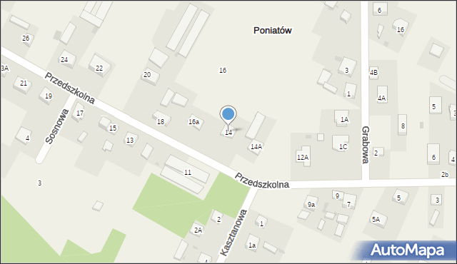 Poniatów, Przedszkolna, 14, mapa Poniatów