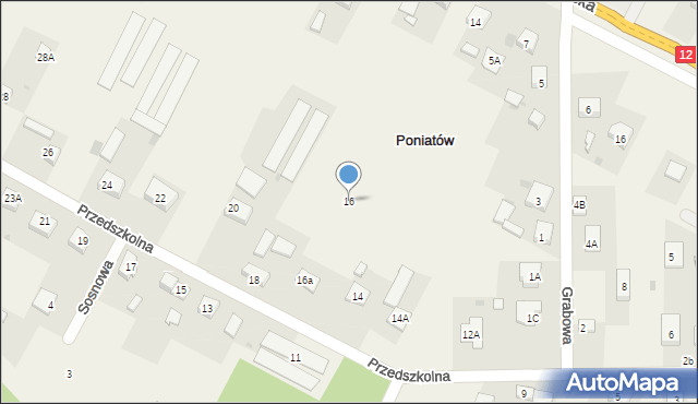 Poniatów, Przedszkolna, 16, mapa Poniatów