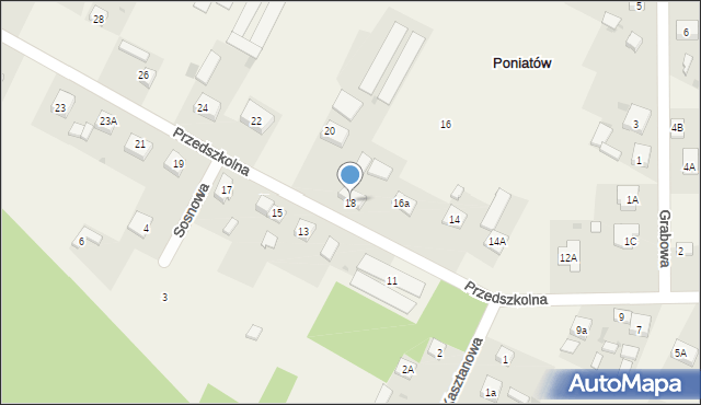 Poniatów, Przedszkolna, 18, mapa Poniatów