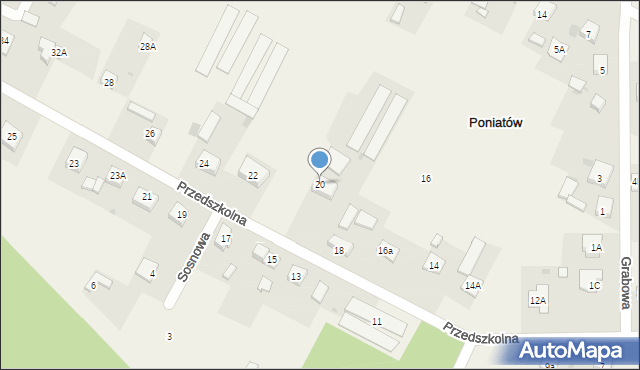 Poniatów, Przedszkolna, 20, mapa Poniatów