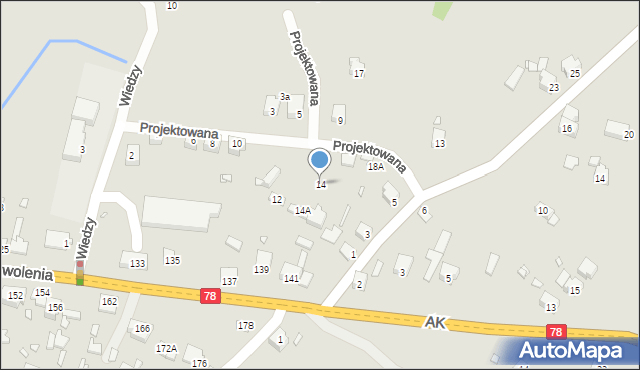 Poręba, Projektowana, 14, mapa Poręba