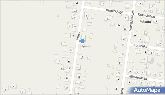 Posada, Prusa, 15, mapa Posada