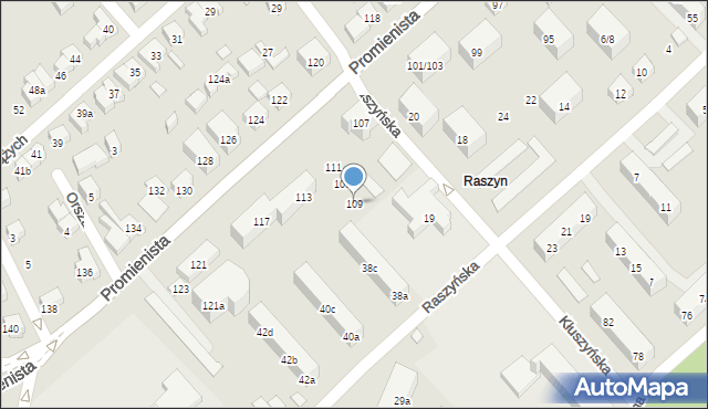 Poznań, Promienista, 109, mapa Poznania