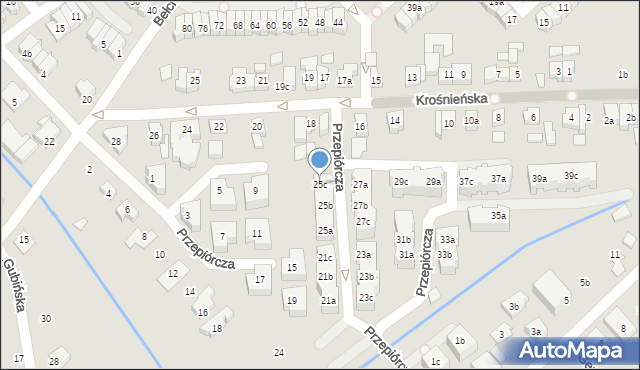 Poznań, Przepiórcza, 25c, mapa Poznania