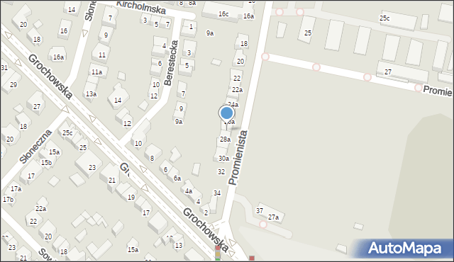 Poznań, Promienista, 28, mapa Poznania