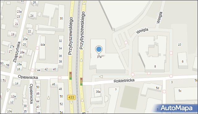Poznań, Przybyszewskiego Stanisława, 37a, mapa Poznania