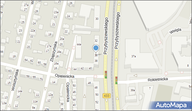 Poznań, Przybyszewskiego Stanisława, 36, mapa Poznania