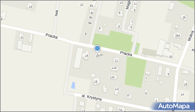 Prace Duże, Pracka, 13, mapa Prace Duże