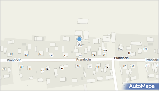 Prandocin, Prandocin, 90A, mapa Prandocin