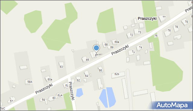 Praszczyki, Praszczyki, 67, mapa Praszczyki