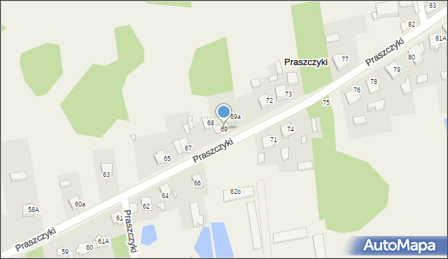 Praszczyki, Praszczyki, 69, mapa Praszczyki