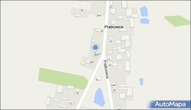 Pratkowice, Pratkowice, 32A, mapa Pratkowice