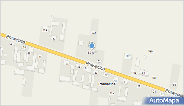 Prawęcice, Prawęcice, 34a, mapa Prawęcice