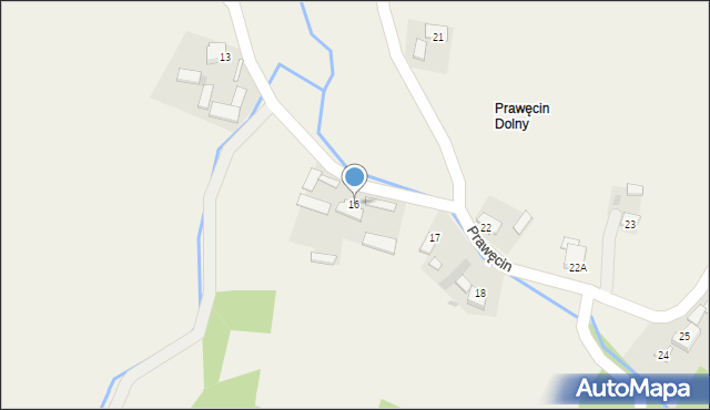 Prawęcin, Prawęcin, 16, mapa Prawęcin