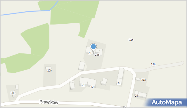 Prawików, Prawików, 23a, mapa Prawików