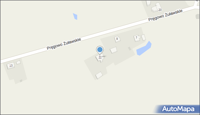 Pręgowo Żuławskie, Pręgowo Żuławskie, 11, mapa Pręgowo Żuławskie