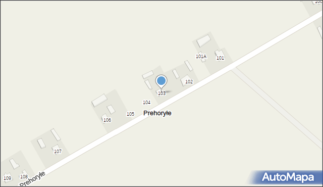 Prehoryłe, Prehoryłe, 103, mapa Prehoryłe