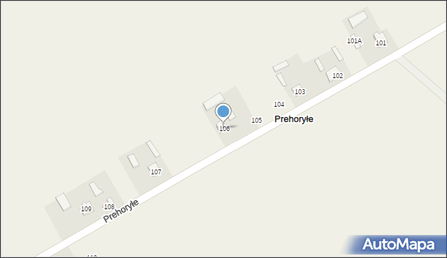 Prehoryłe, Prehoryłe, 106, mapa Prehoryłe