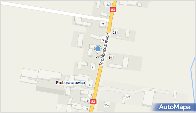 Proboszczowice, Proboszczowice, 29A, mapa Proboszczowice