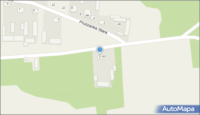Pruszanka Stara, Pruszanka Stara, 1, mapa Pruszanka Stara