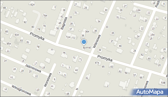 Pruszków, Promyka, 70, mapa Pruszków