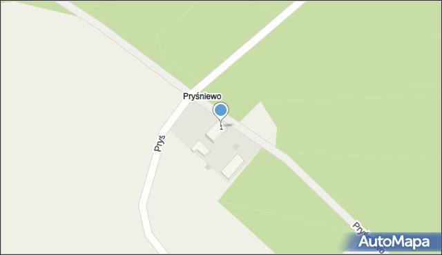 Pryśniewo, Pryśniewo, 1, mapa Pryśniewo