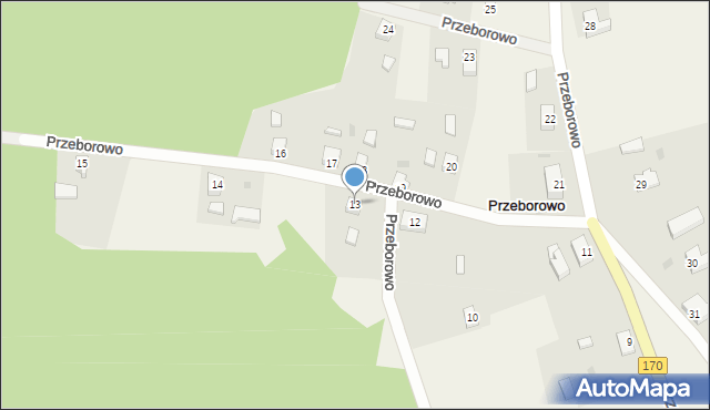 Przeborowo, Przeborowo, 13, mapa Przeborowo