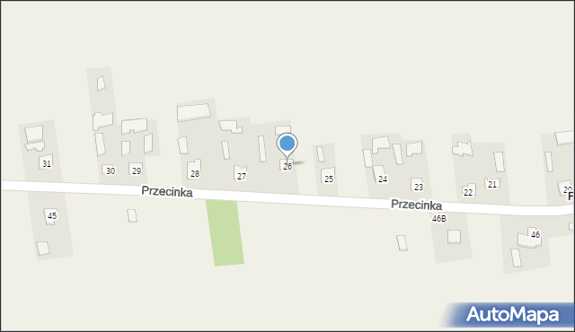 Przecinka, Przecinka, 26, mapa Przecinka