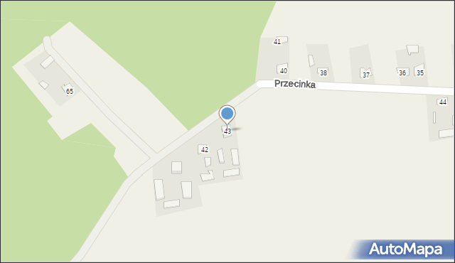 Przecinka, Przecinka, 43, mapa Przecinka