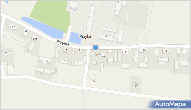 Przybiń, Przybiń, 13, mapa Przybiń