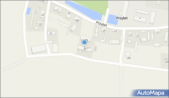 Przybiń, Przybiń, 22, mapa Przybiń