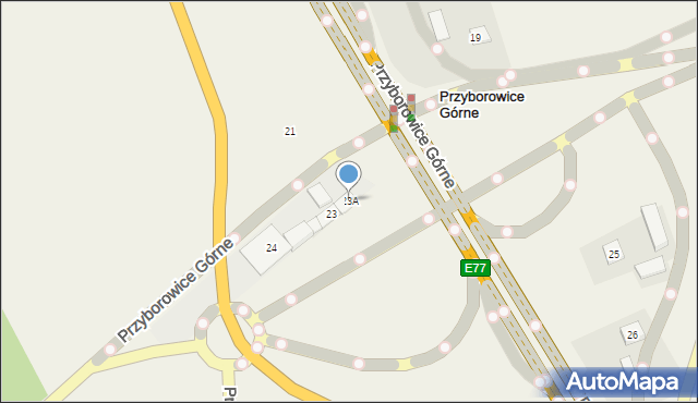 Przyborowice Górne, Przyborowice Górne, 23A, mapa Przyborowice Górne