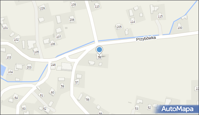 Przybówka, Przybówka, 58, mapa Przybówka